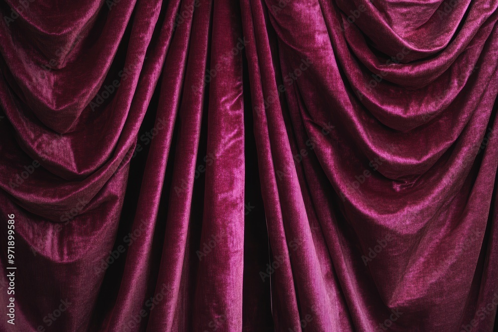 Fototapeta premium Closeup of Deep Red Draped Velvet Fabric