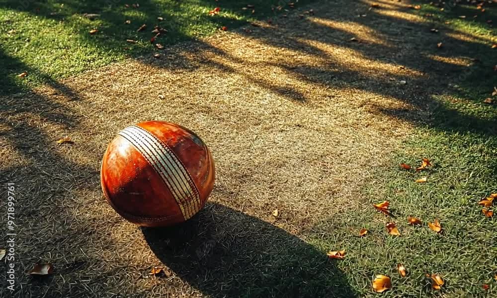 Cricket Ball On Grass