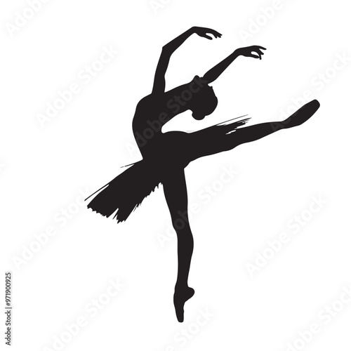Silhouette of a ballerina mid-pirouette vector on a white background