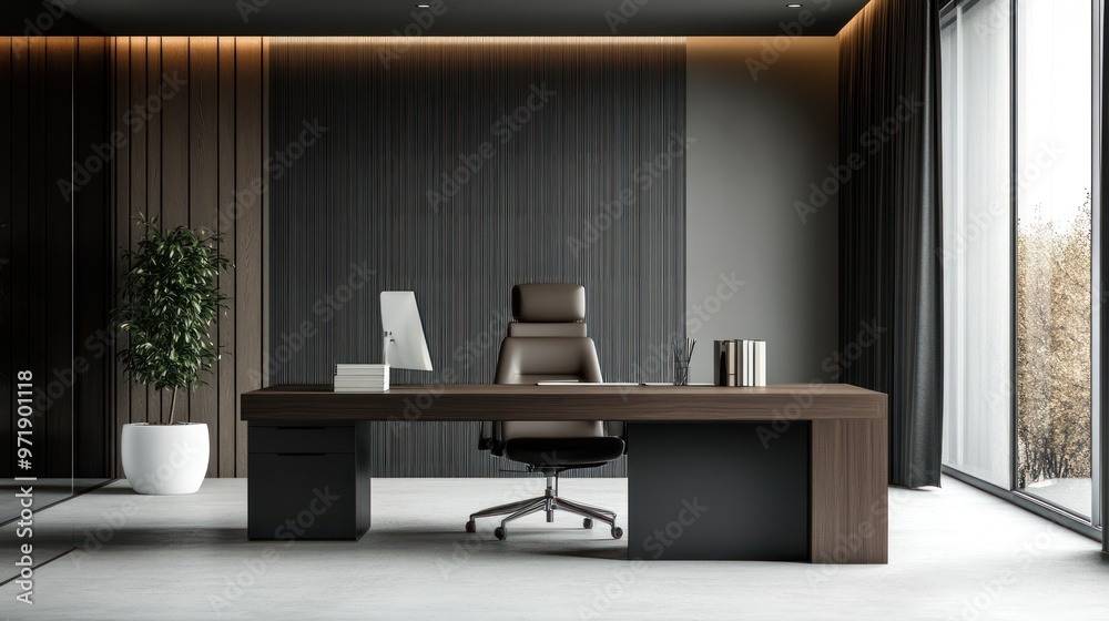 Fototapeta premium Modern Office Interior with Desk and Chair