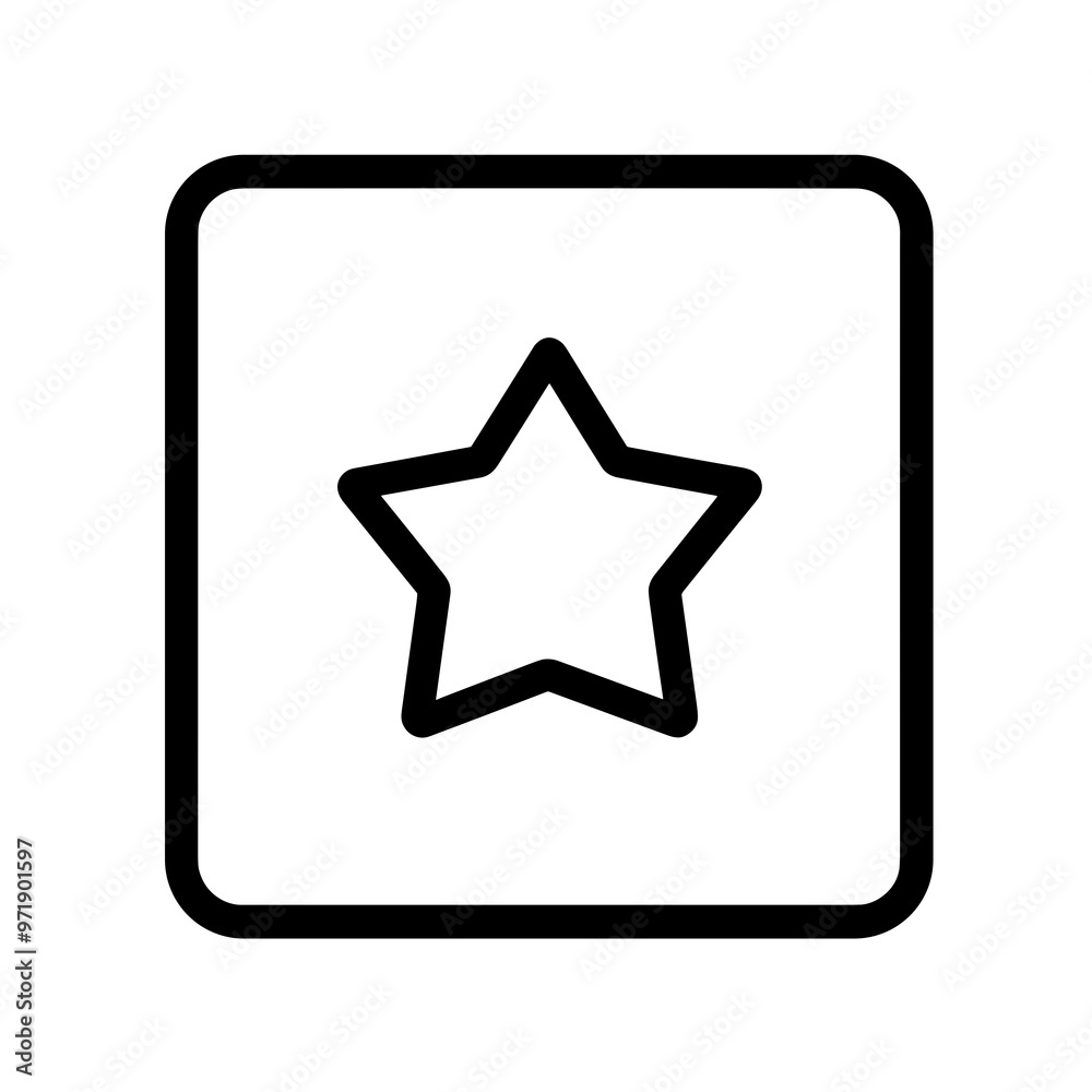 This icon features a minimalist black outline of a star contained within a square, suitable for use in various digital design projects This icon features a minimalist black outline of a star contained within a square, suitable for use in various digital design projects