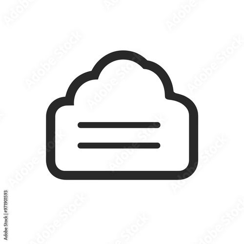 This graphic features a sleek cloud icon with two horizontal lines, symbolizing data storage and connectivity, perfect for tech and digital applications