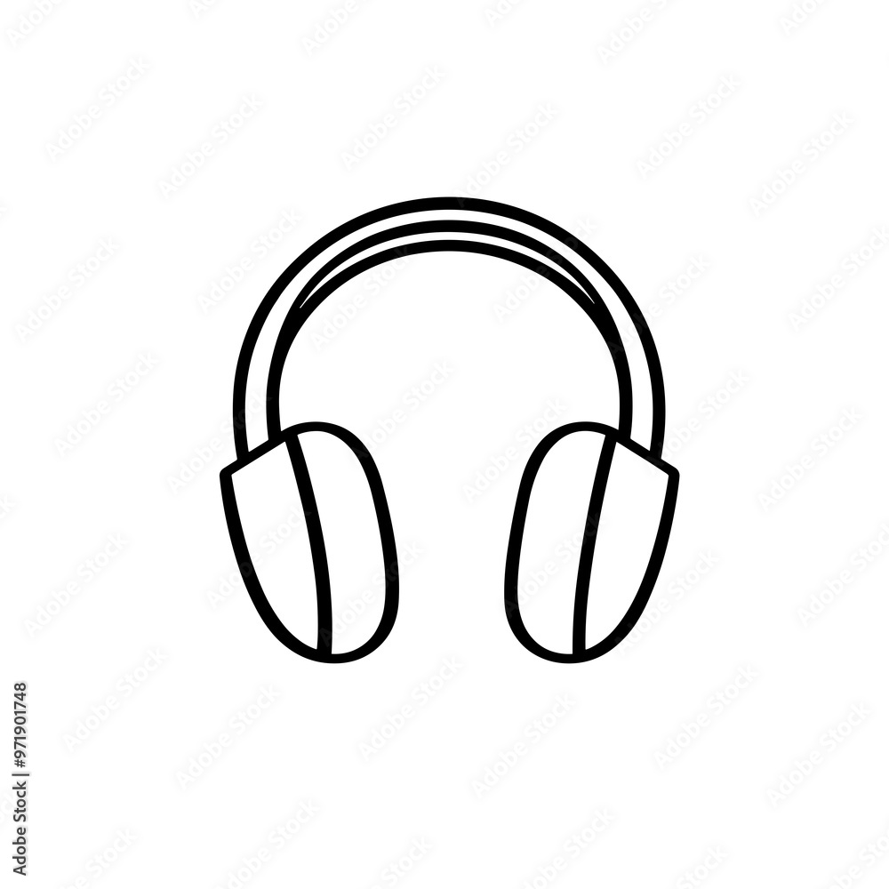 A simple yet elegant outline of headphones illustrated in a minimalist style, ideal for representing music, sound, or audio technology in various designs