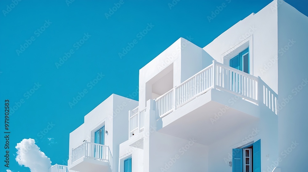 White architecture on Santorini island Greece Famous travel destination : Generative AI White architecture on Santorini island Greece Famous travel destination : Generative AI