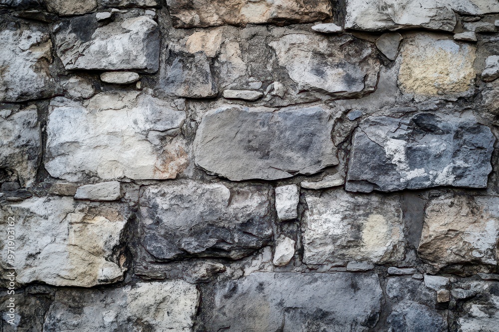 Weathered Stone Wall with Irregular Shapes and Textures Weathered Stone Wall with Irregular Shapes and Textures