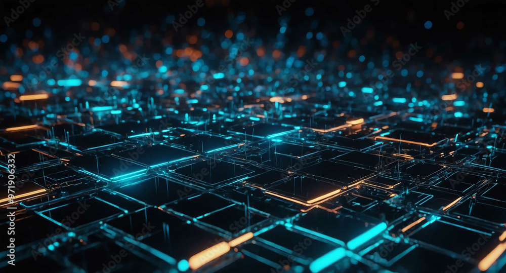 Obraz premium Futuristic tech network glow abstract background