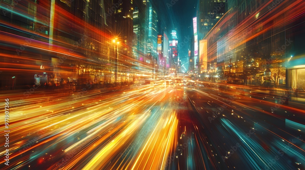Cityscape with Motion Blur and Neon Lights Cityscape with Motion Blur and Neon Lights