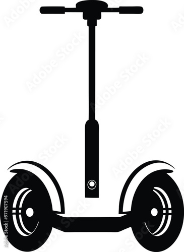 Silhouette of Driving a Segway - Vector illustration Icon on black and white.