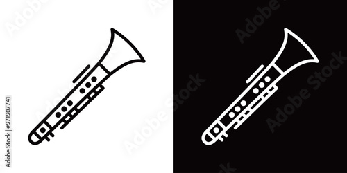 オーボエのシンプルなラインアイコン