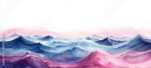 Wallpaper Mural gentle waves, isolated on a white background, watercolor style Torontodigital.ca