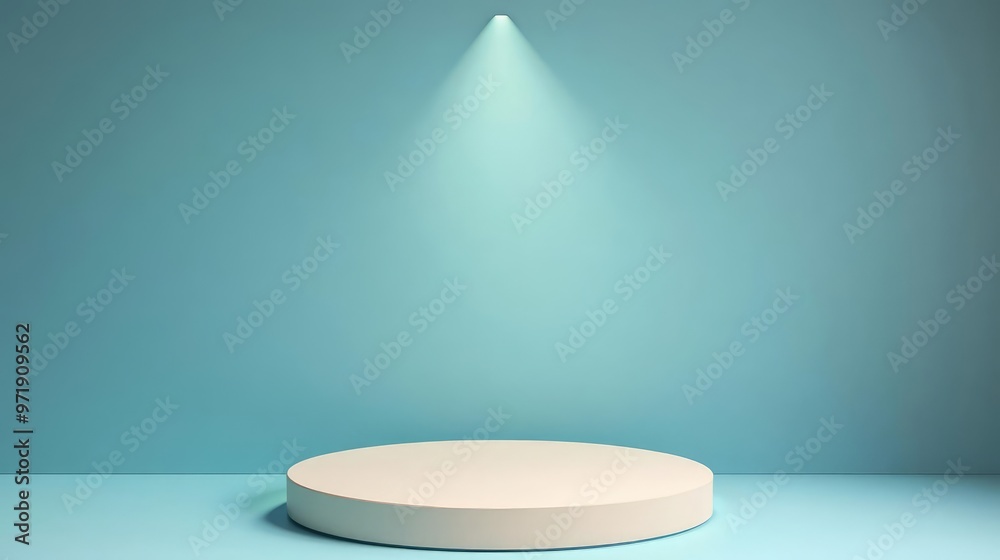 Geometric minimal podium, sharp edges, spotlight focus, 3D illustration Geometric minimal podium, sharp edges, spotlight focus, 3D illustration