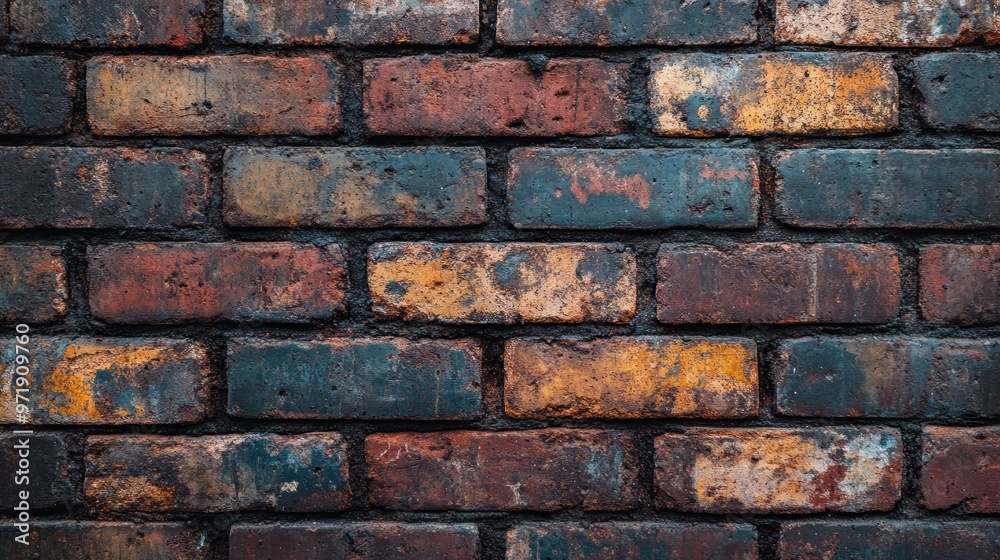 Weathered Brick Wall with Stained and Discolored Bricks Weathered Brick Wall with Stained and Discolored Bricks