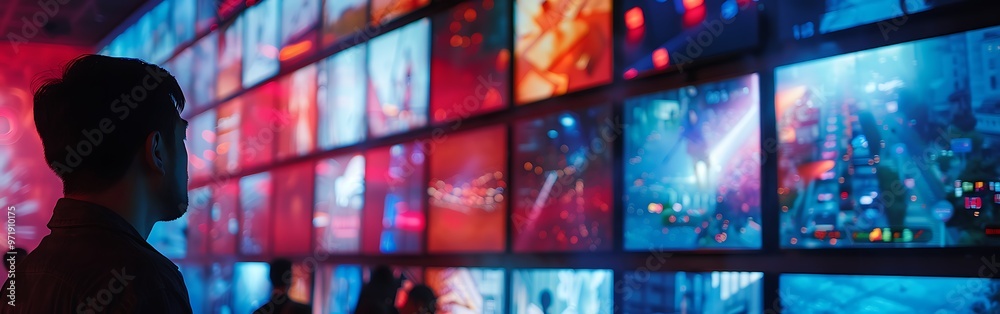 Media concept multiple television screens Media concept multiple television screens