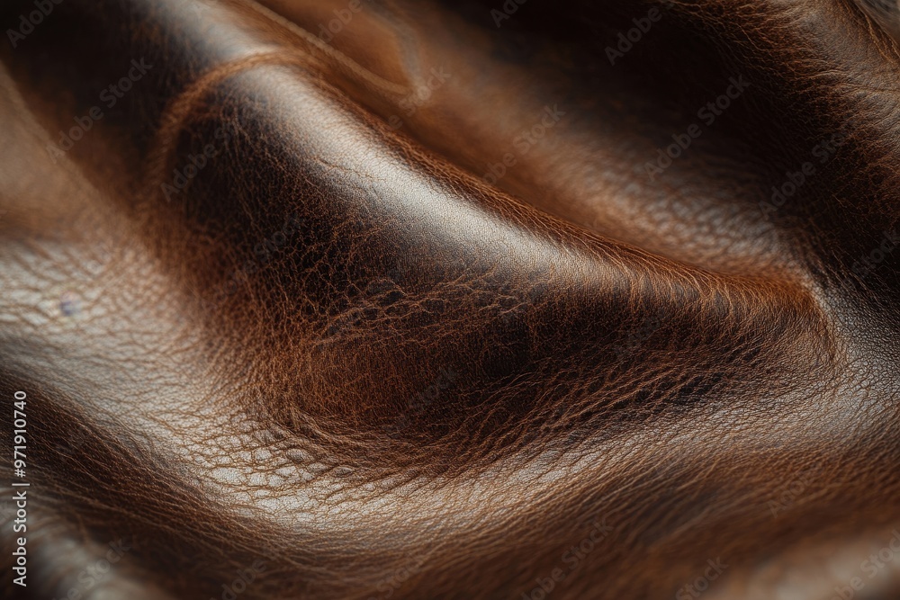 Close-up of Brown Leather with Wrinkles and Texture Close-up of Brown Leather with Wrinkles and Texture