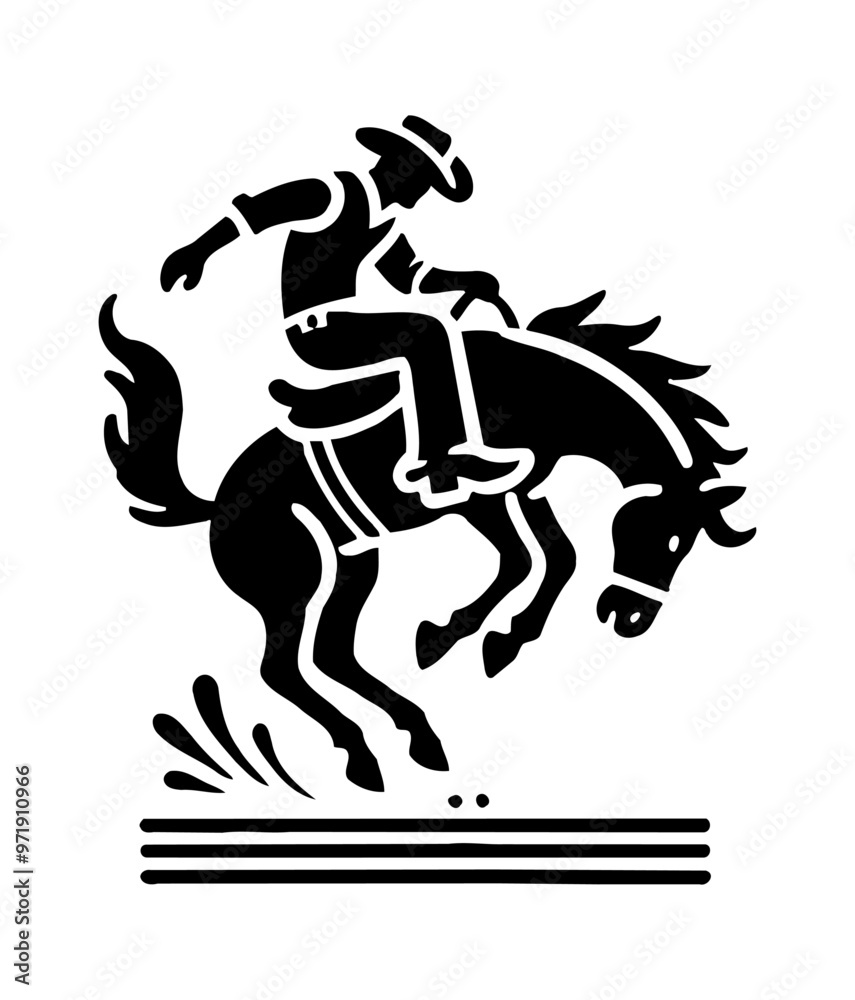 cowboy rodeo horse engraving black and white outline cowboy rodeo horse engraving black and white outline