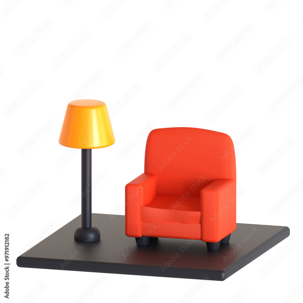 Fototapeta premium living room properties isolated on transparent background 3D icon illustration