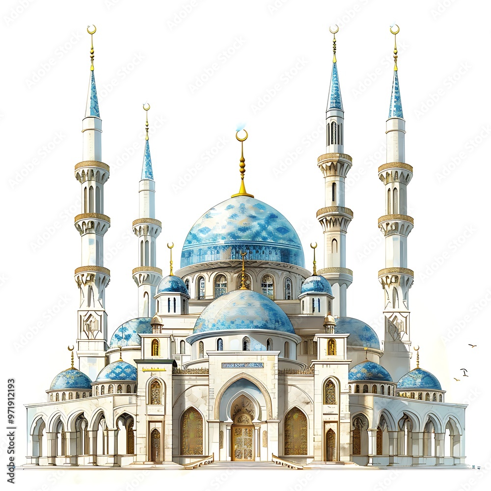 Obraz premium the beauty of the mosque on white background.