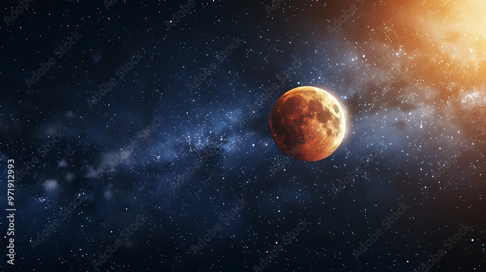 Obraz premium Planet Mars in the starry sky.