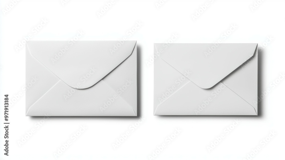 Two white envelopes with a white background Two white envelopes with a white background