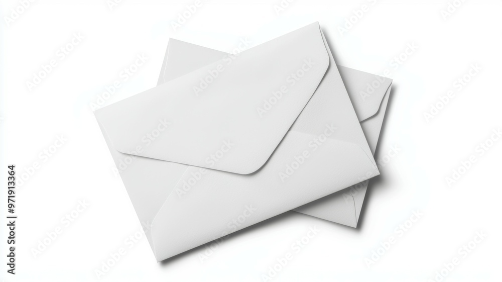 Two white envelopes are sitting on a white background Two white envelopes are sitting on a white background