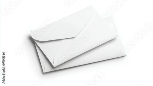 Two white envelopes are stacked on top of each other