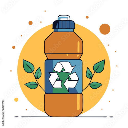 Plastic bottle with recycling symbol, sustainability and waste reduction concept