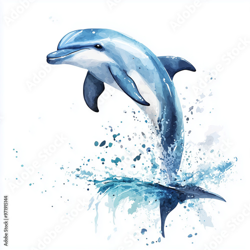A playful dolphin jumping o...
