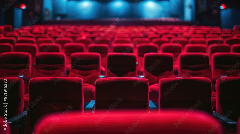 Empty red theater seats, audience and performance concept. Empty red theater seats, audience and performance concept.