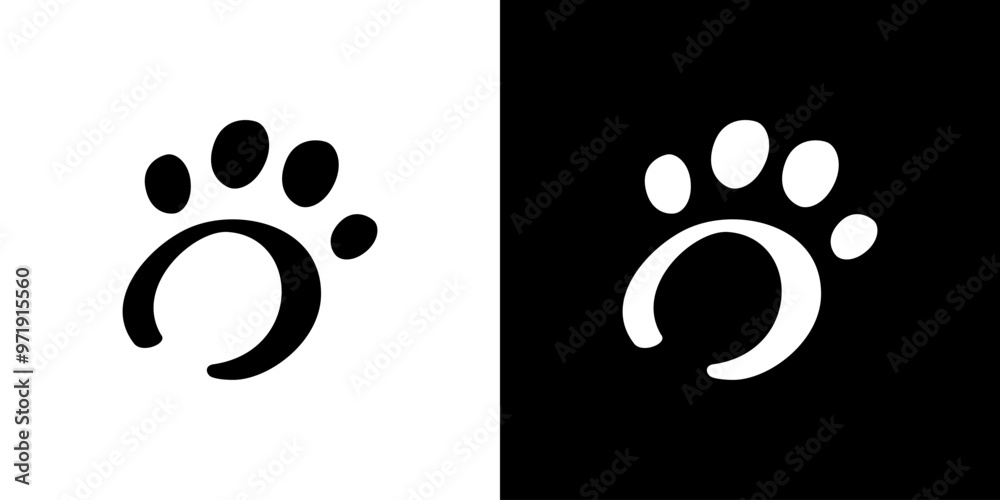 Paw icon abstract vector. Pet footprint cat dog puppy logo Paw icon abstract vector. Pet footprint cat dog puppy logo