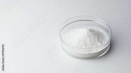 A white powder is in a glass bowl photo