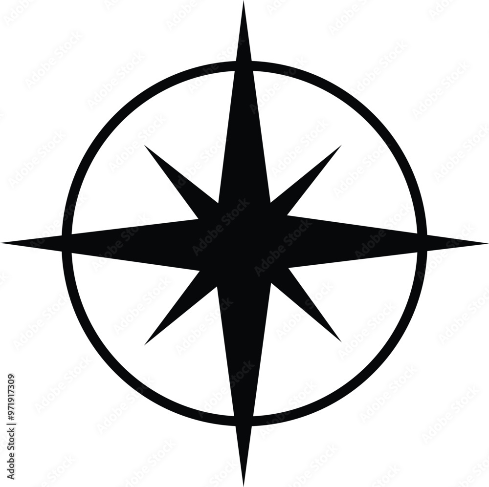 black compass isolated on white direction icon black compass isolated on white direction icon