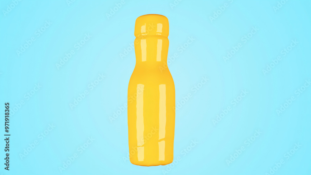 Fototapeta premium illustration of a orange juice bottle isolate on blue background. 3D Render.