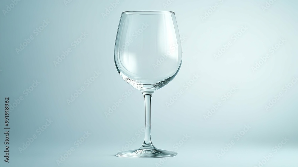 A Clear Wine Glass on a Light Blue Background A Clear Wine Glass on a Light Blue Background