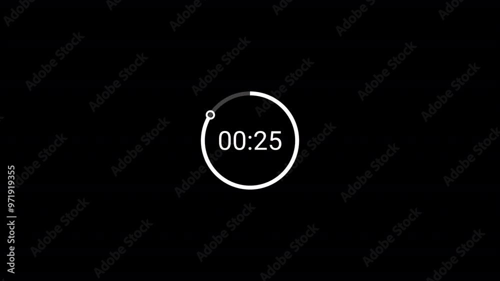  Circle countdown timer thirty seconds animation from 30 to 0 seconds on transparent background with alpha channel, 30 second countdown timer, Countdown video