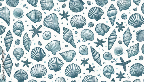 seamless pattern with shells