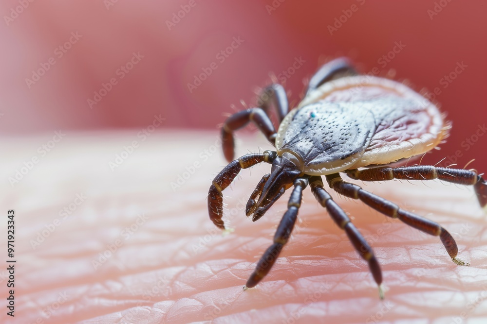 Close-up of a tick on skin Close-up of a tick on skin
