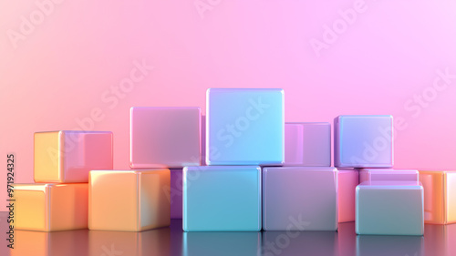 Minimalist Geometric Glass Blocks with Pastel Reflections