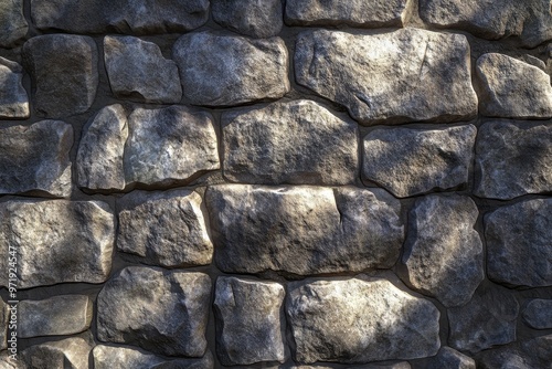 Close-up of a Wall Constructed with Rough-Hewn Stone