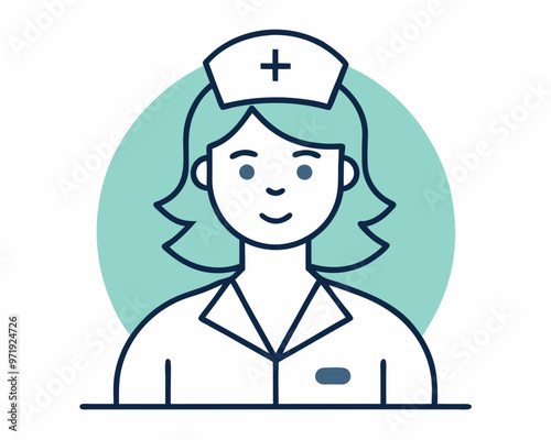 Minimalist Line Art Nurse Chic and Elegant Vector Design.