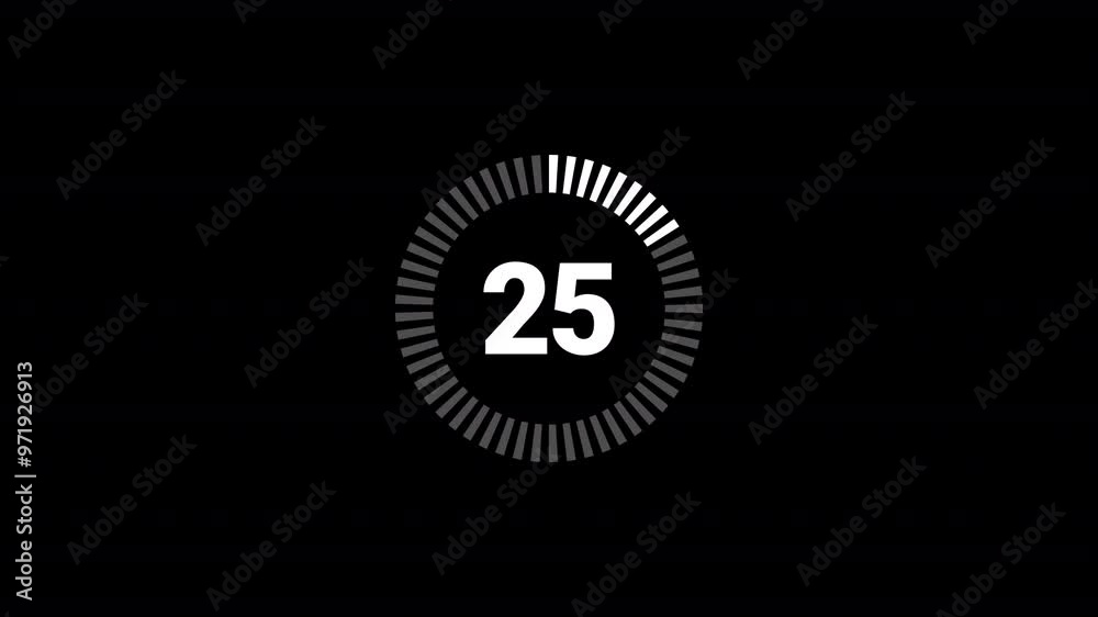  Circle countdown timer thirty seconds animation from 30 to 0 seconds on transparent background with alpha channel, 30 second countdown timer, Countdown video