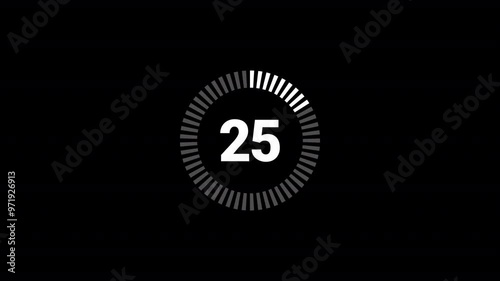  Circle countdown timer thirty seconds animation from 30 to 0 seconds on transparent background with alpha channel, 30 second countdown timer, Countdown video