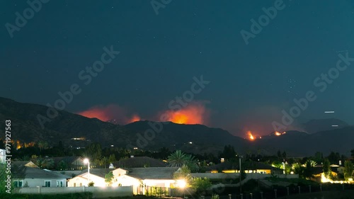 Timelapse of wildfire Bridge Fire in San Gabriel Mountain in California, September 2024 photo