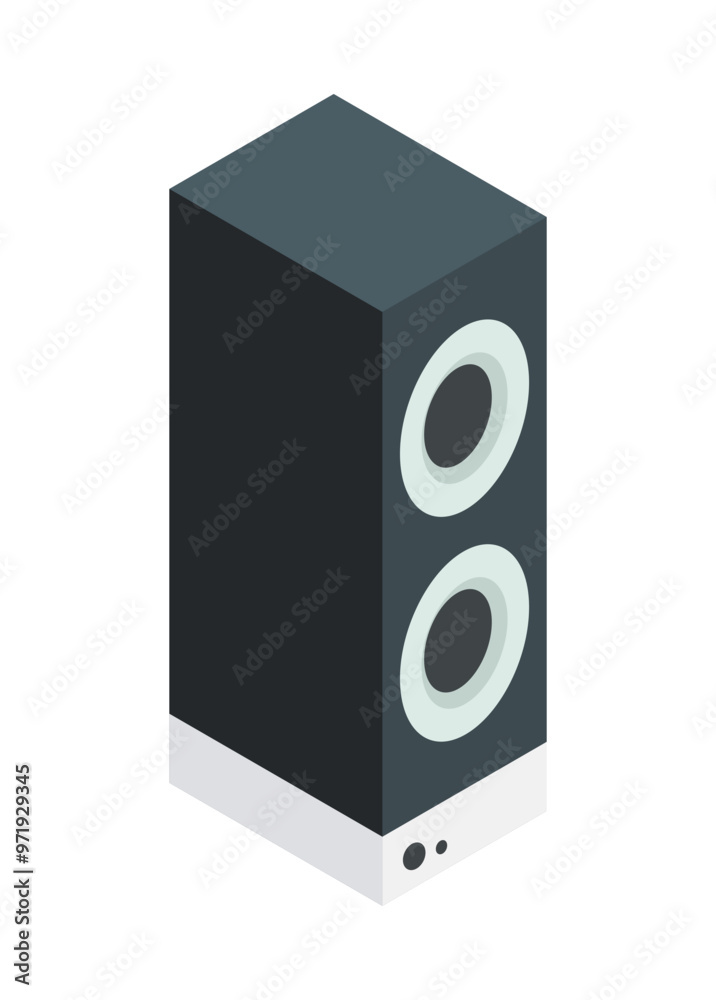 Sound system. Simple flat illustration in isometric view.
Sound system. Simple flat illustration in isometric view.