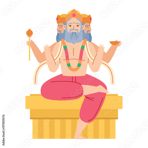Tableau sur toile hindu lord brahma sitting