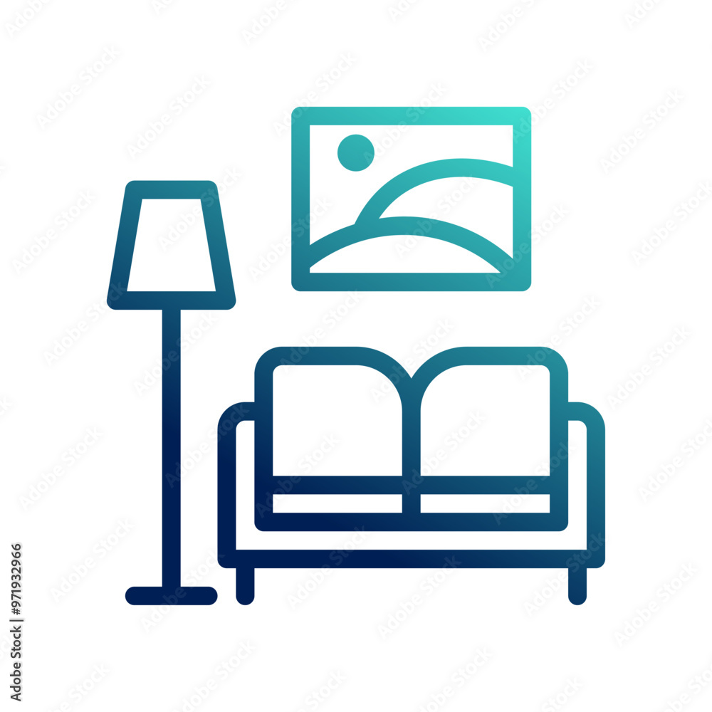 Family room icons. holidays, hotels, furniture, with outline style and gradient colors. symbol logo illustration. Family room icons. holidays, hotels, furniture, with outline style and gradient colors. symbol logo illustration.