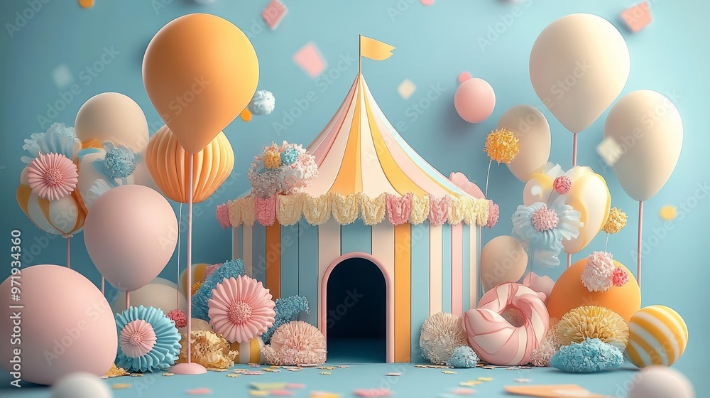 Whimsical 3D Abstract Balloons in Gold and White on Pink Background - Detailed Studio Light Photography Whimsical 3D Abstract Balloons in Gold and White on Pink Background - Detailed Studio Light Photography