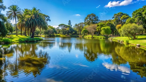 Tranquil view of lake with lush greenery in Parque Rod?, Montevideo, Uruguay, Park Rodo, lake, water, reflection, trees