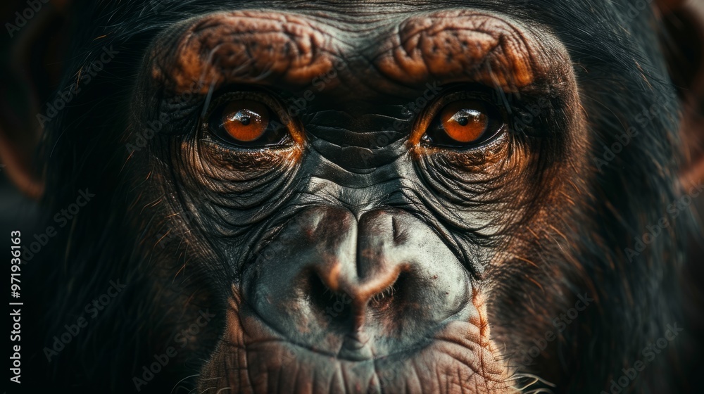 closeup of a chimpanzee's face generative ai closeup of a chimpanzee's face generative ai