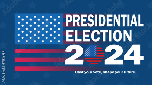 2024 Banner set of Election ballot box with a combination of American flag.