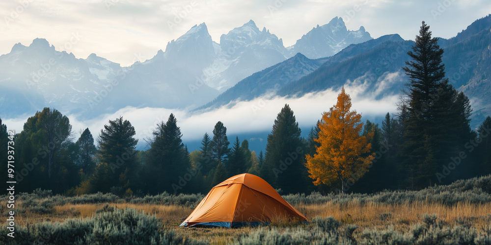 Scenic wilderness camping adventure with stunning natural landscape, peaceful atmosphere, outdoor experience, and connection with nature Scenic wilderness camping adventure with stunning natural landscape, peaceful atmosphere, outdoor experience, and connection with nature